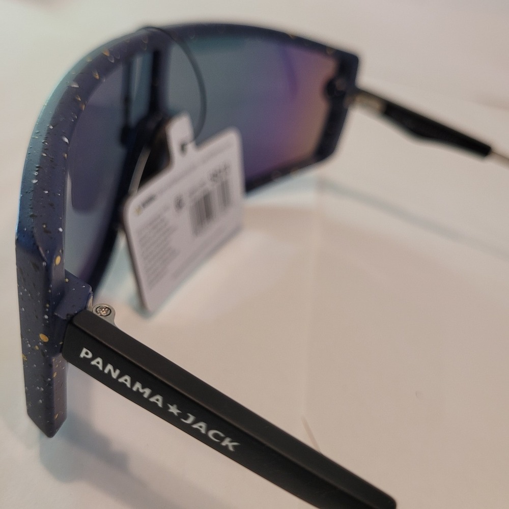 Panama Jack Shield Sunglasses Blue Splatter Mirrored Lens Sporty SS12 New with